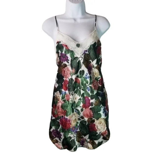 Vtg 90s y2k floral lace slip baby doll lingerie dress - Picture 2 of 8